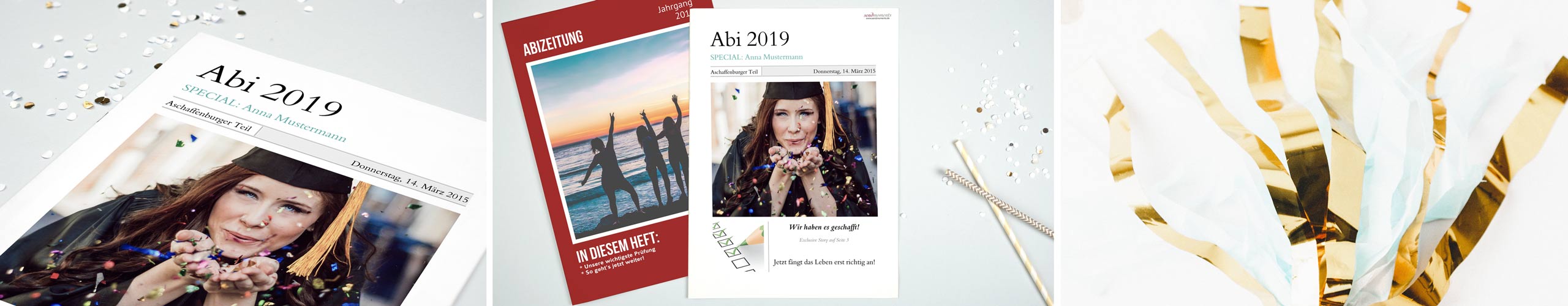 Abschlusszeitung jetzt online individuell gestalten Abschlusszeitung mit verschiedenen Motiven