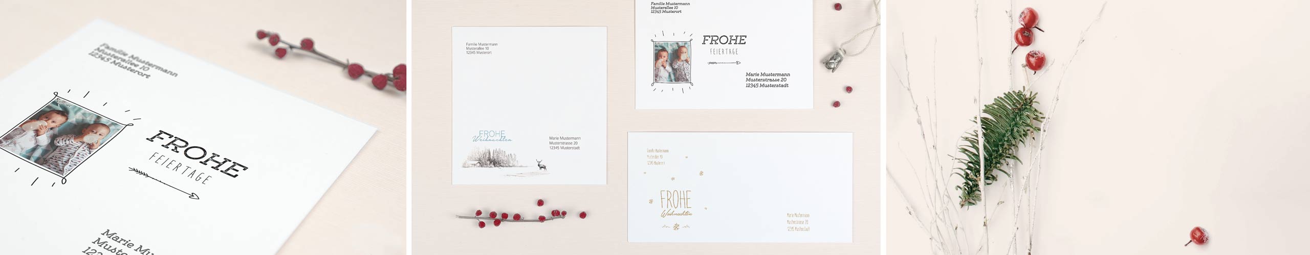 Briefumschläge für Weihnachtskarten mit Design und individuellem Text