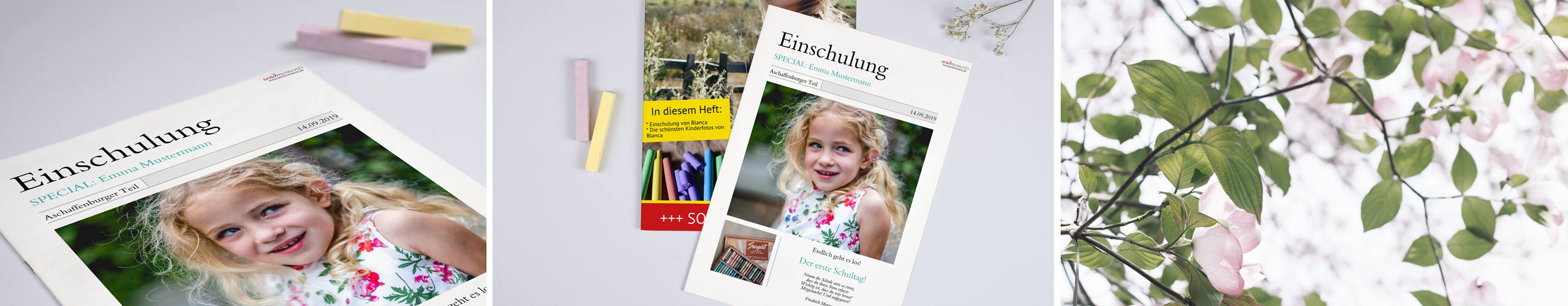Zeitung zur Einschulung jetzt online selbst gestalten Zeitung zur Einschulung mit verschiedenen Motiven