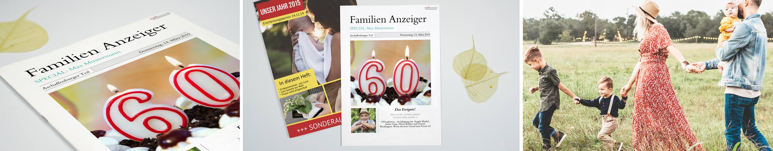 Familienzeitung jetzt online selbst gestalten Familienzeitung in verschiedenen Design-Varianten