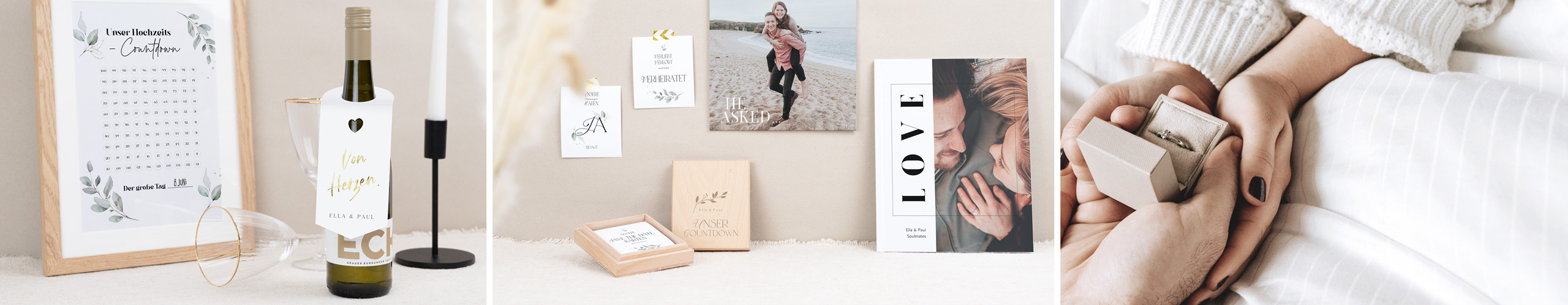 Personalisierte Wandbilder, Fotobücher und Geschenkboxen zur Verlobung
