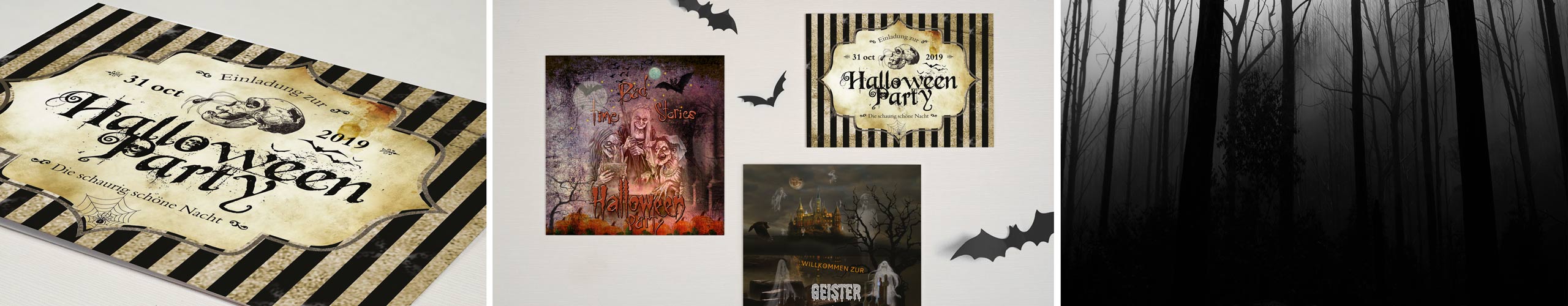 Einladungen zur Halloweenparty mit passenden schaurigen Motiven