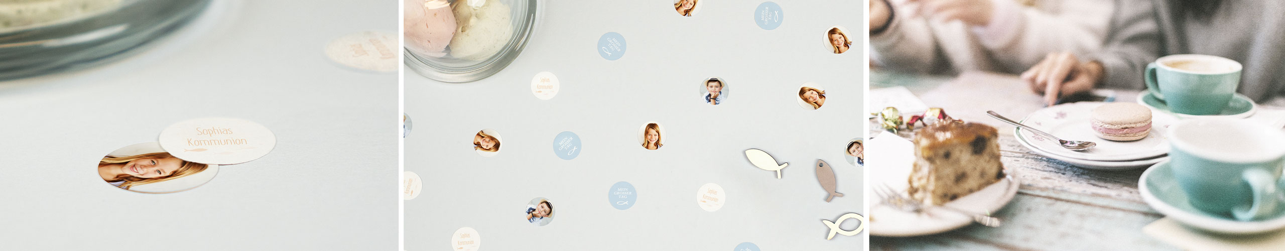 Fotokonfetti zur Kommunion jetzt online selbst gestalten Fotokonfetti zur Kommunion mit persönlichem Text und Foto