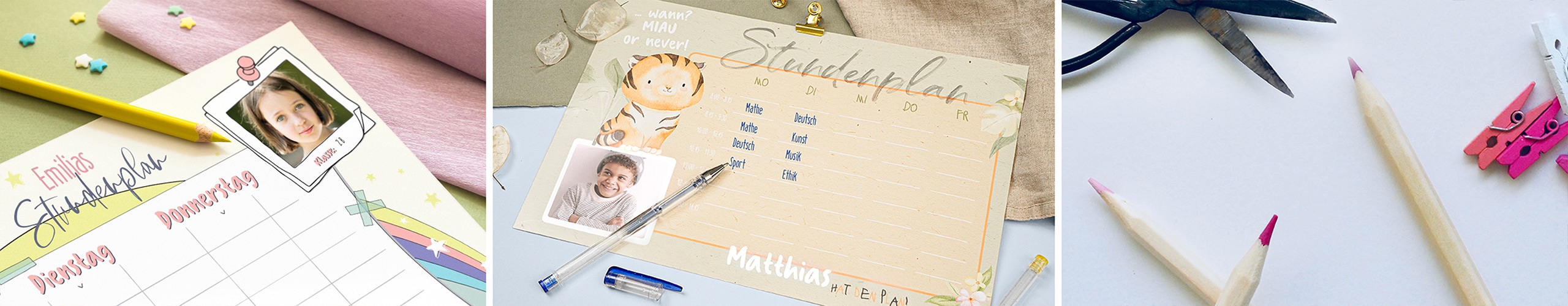 Personalisierte Stundenpläne jetzt online estalten Personalisierte Stundenpläne mit verschiedenen Motiven