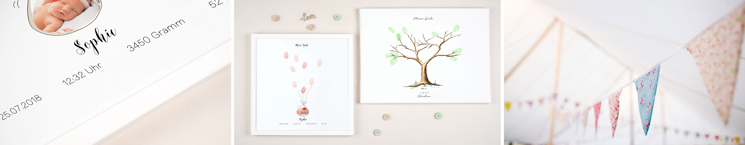 Fingerabdruck-Leinwand zur Taufe jetzt online gestalten Fingerabdruck-Leinwand in verschiedenen Designs