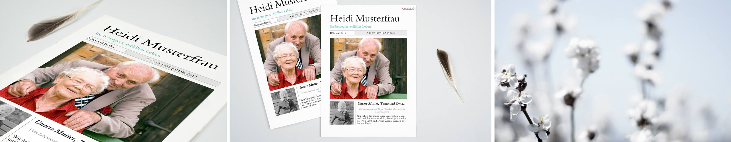 Gedenkzeitung jetzt online selbstgestalten Gedenkzeitung in verschiedenen Design-Varianten