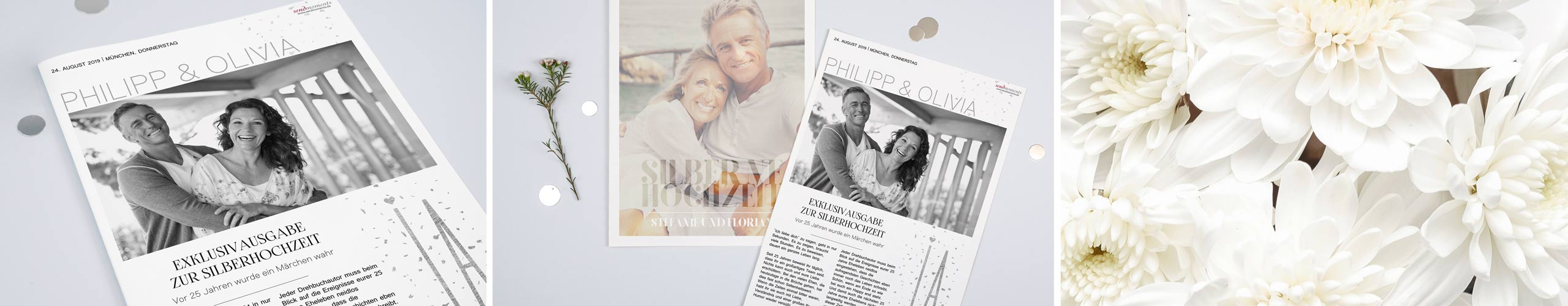 Zeitung zur Silbernen Hochzeit jetzt online gestalten Zeitung zur Silbernen Hochzeit in verschiedenen Designs